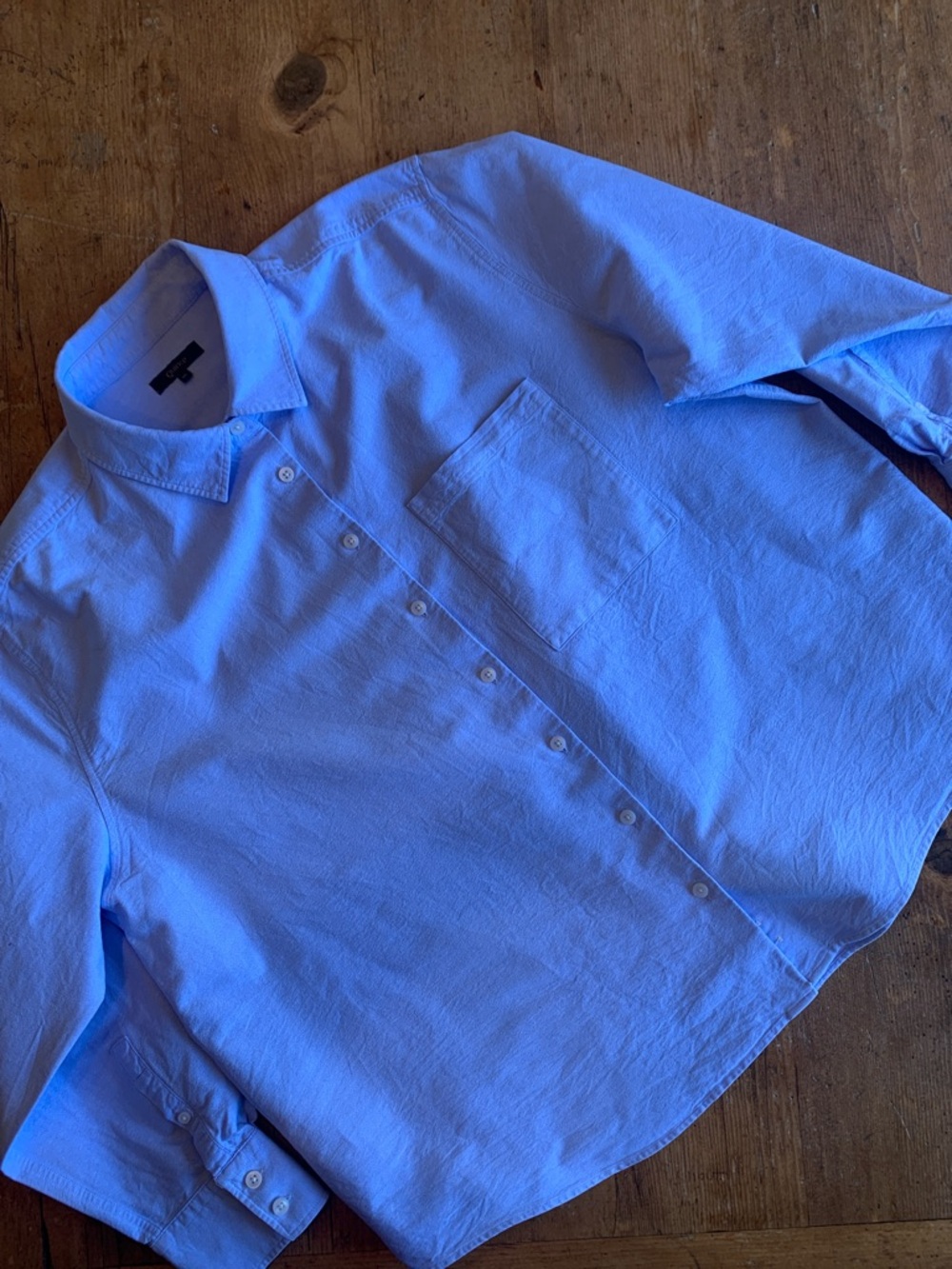 Quince Light Blue Womens Casual Button-Down Shirt - Picture 13 of 16